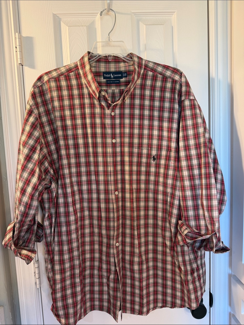 Ralph Lauren Red and White Plaid Button-Down Shirt 3X Big